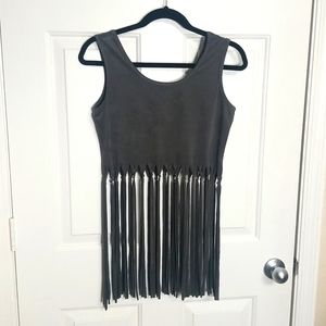 5/$20** Gray Faux Suede Crop Tank with Tassels